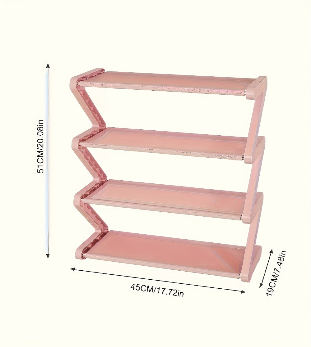 4-Tier Shoe Rack Upgraded Metal Tubes – Multi-Layer Shoe Storage Organizer with Thickened Plastic Parts for Entryway, Doorway, Bedroom, Hallway & Dorm – Graphite Black, Pink, Gray & Blue