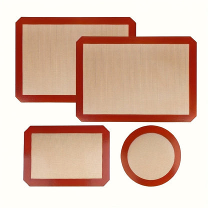 Silicone Baking Mat Set of 4 Nonstick Reusable Oven Liner Sheet for Cookies Macarons Bread Pastries Food Grade Round Square Baking Mats for Rolling Dough