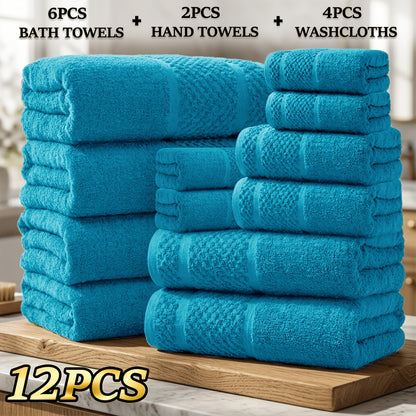Bath Towel Set 450GSM Soft Absorbent - 12 16 18 Piece Cotton Blended Solid Color Bathroom Towels Set for Bath Hand Face | Hotel Spa Quality | Travel Shower Home | Multiple Colors & Sizes Available
