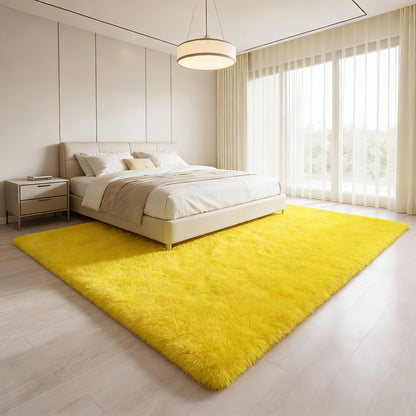 Round Faux Fur Area Rug - Soft Plush Circle Carpet for Living Room Bedroom, Machine Washable, Multiple Colors & Sizes