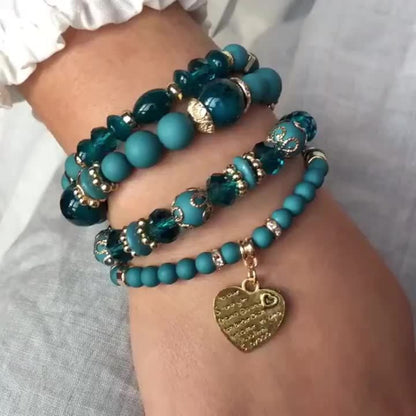 Bohemian Beaded Bracelet Set 24pcs – Multi-Layer Wooden Bead Elastic Bracelets with Butterfly Elephant Tree Pendant, Handmade Colorful Tassel Wristbands for Women Men, Party Gift & Daily Wear