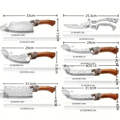 Kitchen Knife Set 7 Piece Professional Stainless Steel - Ultra Sharp Chef Knives with Boning, Slicing, Carving, Fish, Butcher Knife & Scissors for Meat