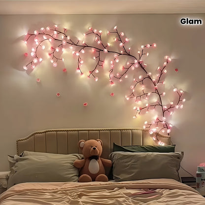 Cherry Blossom Tree Light 48 LED Artificial Flower Branch Lamp Bedroom Wall Decor Atmosphere Night Light for Wedding Party Restaurant Prom Christmas Home Holiday Novelty Lighting 62.99 inch