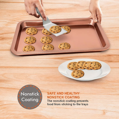 Nonstick Bakeware Pan Set, 8-Piece Carbon Steel Oven Baking Set with Cookie Sheet, 2 Round Cake Pans, Square Pan, Bread Pan, Pizza Pan & 12-Cup Muffin Pan, Complete Kitchen Baking Supplies
