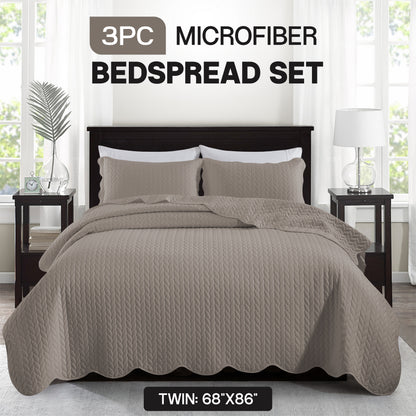 Bedspread Set 3-Piece Microfiber Floral Coverlet with Pillow Shams - Soft Breathable Lightweight All-Season Bed Cover for Queen King Twin California King