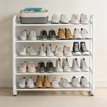 5 Layer Shoe Rack Space Saving Narrow Design | Floor to Ceiling Shoe Storage Organizer | Durable Entryway Closet Living Room Door Shoe Shelf in White
