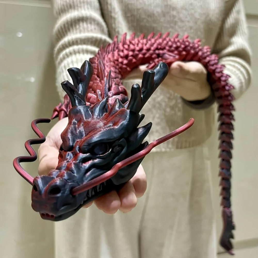 3D Printed Dragon 35.4 Inch with Flexible Joints – Articulated Poseable Dragon Figurine for Car Dashboard, Home Decor & Desk Display, Perfect for Christmas, Halloween & Birthday Gifts