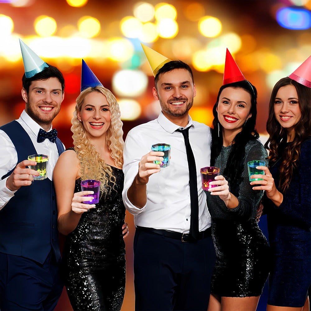 LED Light-Up Party Wine Glasses Set – 12 or 15pcs Glowing Plastic Cups with Colorful LED Lights for Birthday, Bar, Wedding, Holiday & Sports Events