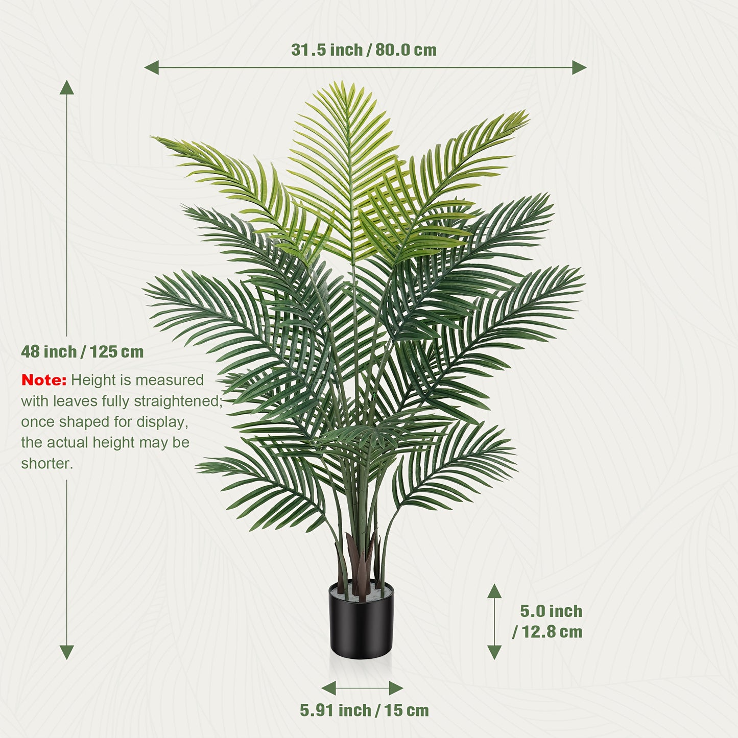 Artificial Palm Tree Fake Indoor Plant – 4/5/6FT Faux Tropical Areca Palm with Realistic Leaves, Planter Options, for Living Room Bedroom Office Patio Home Decor