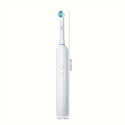 Electric Toothbrush Rechargeable 4 Brush Heads 3 Cleaning Modes Smart Timer IPX7 Waterproof USB Quick Charge 600mAh Round Head Adult Electric Toothbrush Blue