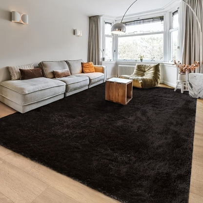 Shaggy Fluffy Area Rug for Bedroom Living Room - Soft Thick Tufted Fuzzy Carpet, Black, Multiple Sizes