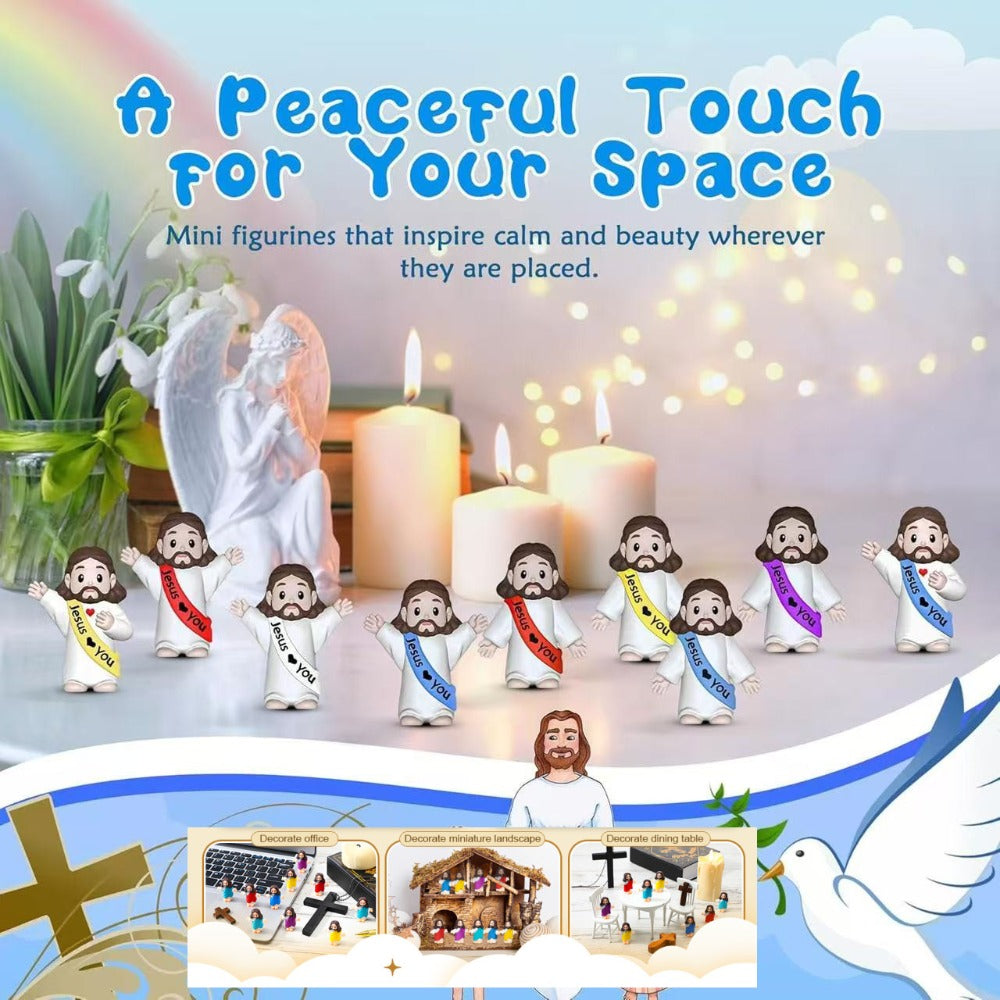 Religious Party Decoration Set 160pcs, Jesus Loves You Banner Mini Statues Easter Eggs Fillers, Christian Party Supplies Gift for Her Him, Holiday Home Decor Bulk Pack Mixed Colors Random Patterns
