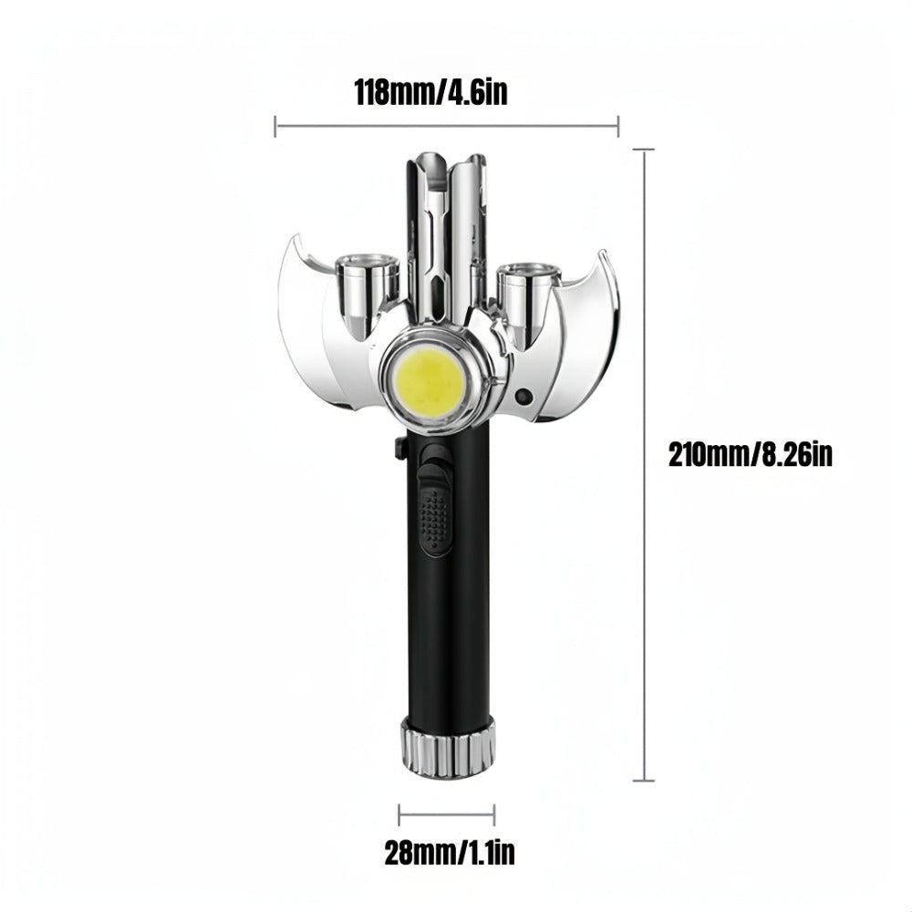 Torch Lighter Metal Jet Flame, Large Windproof Butane Torch with COB Light, High-Power Refillable Flamethrower for Barbecue, Baking, Camping, Moxibustion & Outdoor Use – Black & Silver (Butane Not Included)