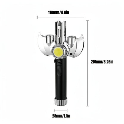 Torch Lighter Metal Jet Flame, Large Windproof Butane Torch with COB Light, High-Power Refillable Flamethrower for Barbecue, Baking, Camping, Moxibustion & Outdoor Use – Black & Silver (Butane Not Included)