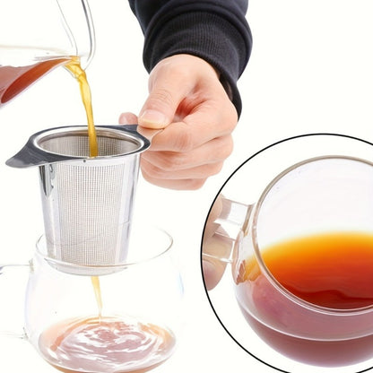 Stainless Steel Tea Strainer Set of 4 with Lid – Fine Mesh Tea Infuser with Dual Handles for Loose Leaf Tea, Herbs & Spices – Ergonomic Grip, Durable & Easy to Clean