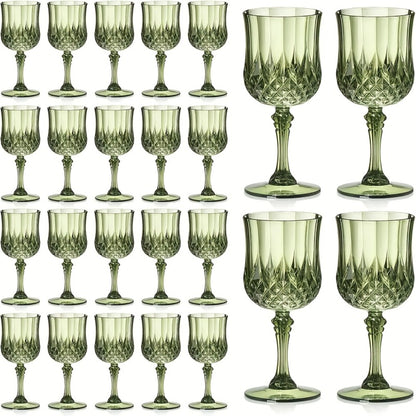 Plastic Wine Glasses 24 Pack 7oz – Unbreakable Crystal Vintage Champagne Flute Glasses Reusable Drinkware for Wedding Party Outdoor Events Kitchen