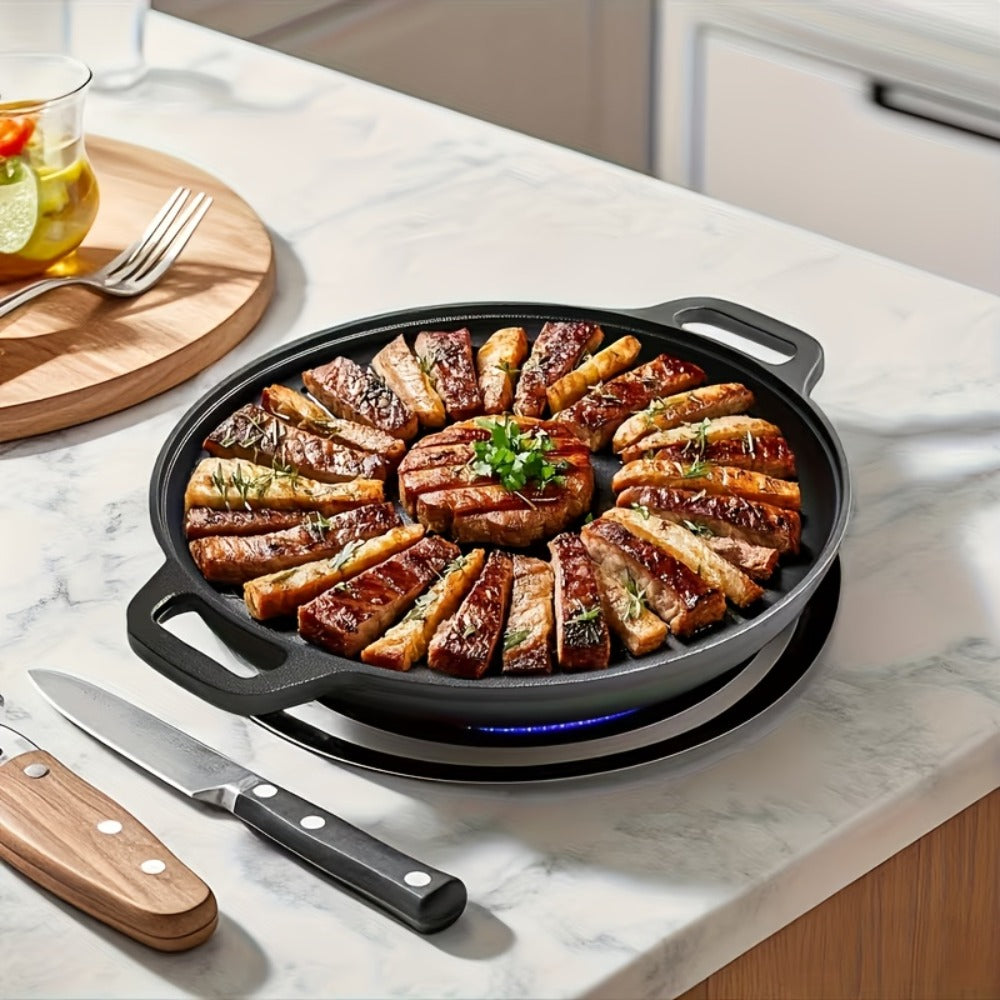 Pre-Seasoned Cast Iron Skillet Set 2 & 3 Piece – Non-Stick Durable Even-Heating Pan for Pizza, BBQ & Pancakes | Oven, Stovetop, Grill & Campfire Safe Versatile Home & Outdoor Cooking Cookware