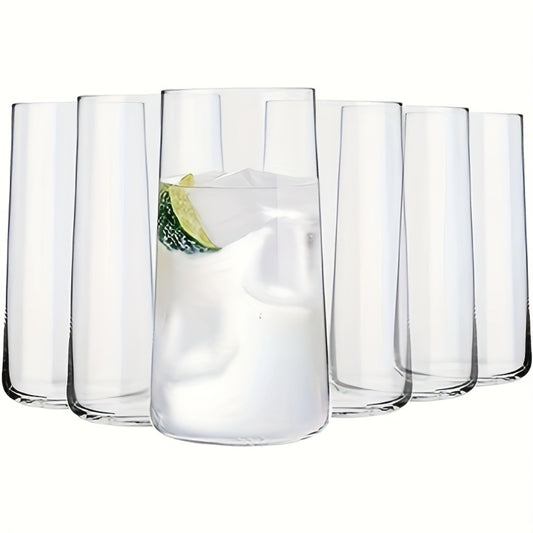 Drinking Glasses Set of 6 – 17.5oz Large Clear Crystal Glass Cups, Lightweight Glassware Set for Water, Juice, Iced Tea, Mojito, Cocktails, Kitchen & Bar Use, Holiday Entertaining