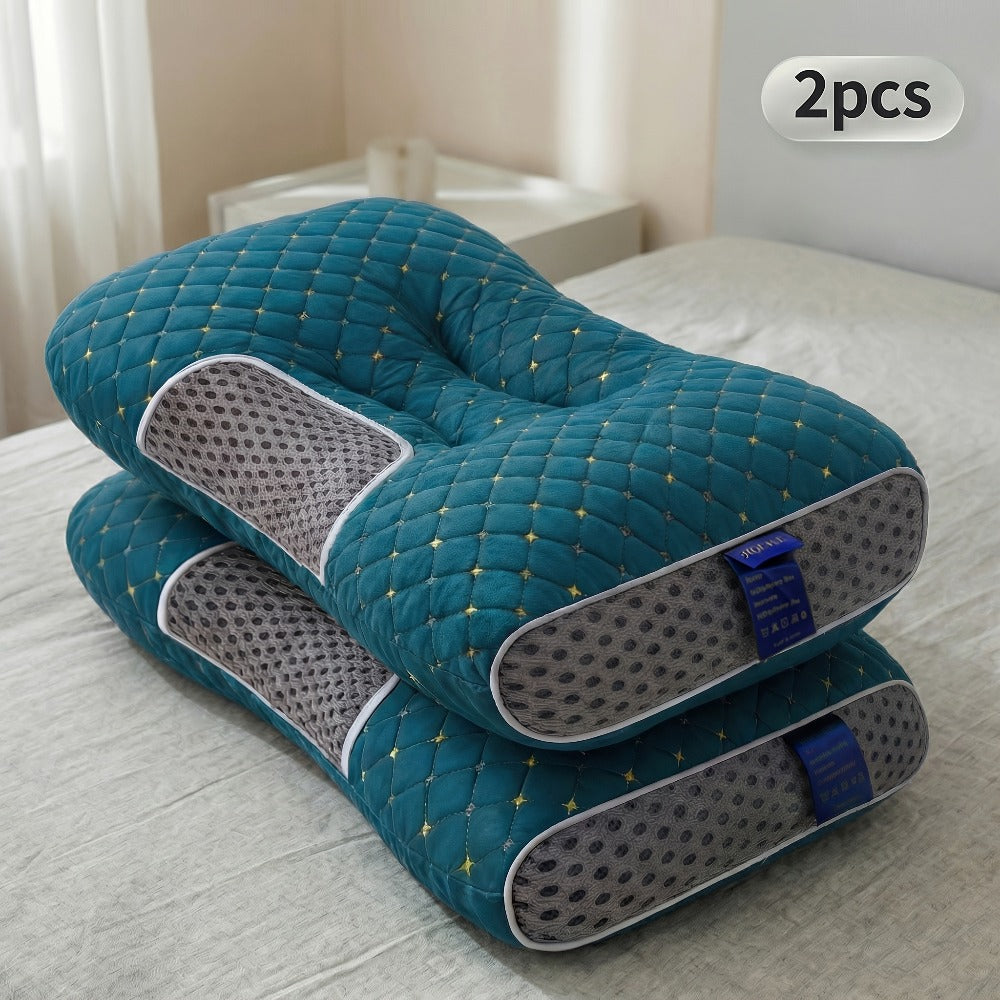 Neck Pillow 2 Pack – Breathable Memory Foam Travel Pillow with Removable Zippered Cover, Ergonomic Cervical Support for Neck & Shoulder Pain Relief