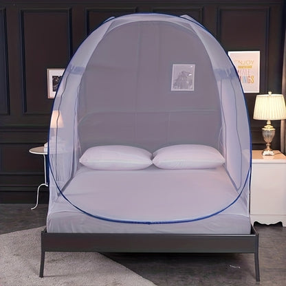 Mosquito Net for Bed Pop Up Bed Canopy 360° Protection Portable Foldable Yurt Mosquito Net with U-Shaped Zipper Ruffled Design Anti-Mosquito Indoor Bedroom Canopy Gray Blue Multiple Sizes