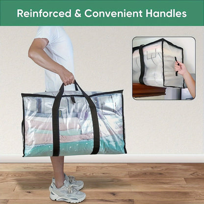 Heavy Duty Moving Bags Oversized Storage Tote with Reinforced Handles for Clothes Packing and Moving Supplies, Large Capacity Transparent Moving Bag 1pc or 6 Pack