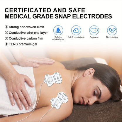 TENS EMS Electrode Pads 35mm Snap Reusable Replacement Pads Highly Conductive Latex Free Non-Irritating Gel for TENS EMS Muscle Stimulator Units 10 20 40 80 Pcs Options