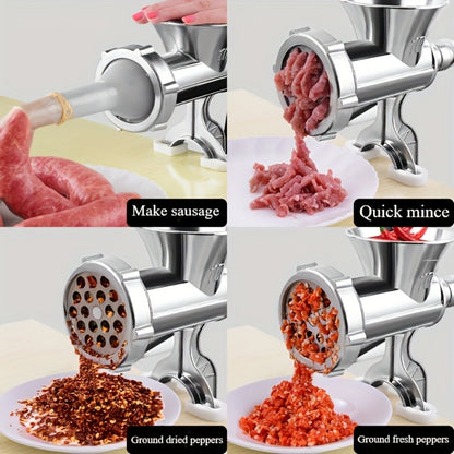 Manual Meat Grinder with Table Clamp Heavy Duty Stainless Steel Hand Crank Food Processor for Grinding Meat Vegetables & Spices – No Electricity Required