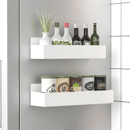Magnetic Refrigerator Storage Rack 2/4pcs Fridge Side Organizer, Multi-Purpose Magnetic Storage Box for Kitchen Bathroom, Space-Saving Magnetic Shelf for Spices Paper Towels, White or Black