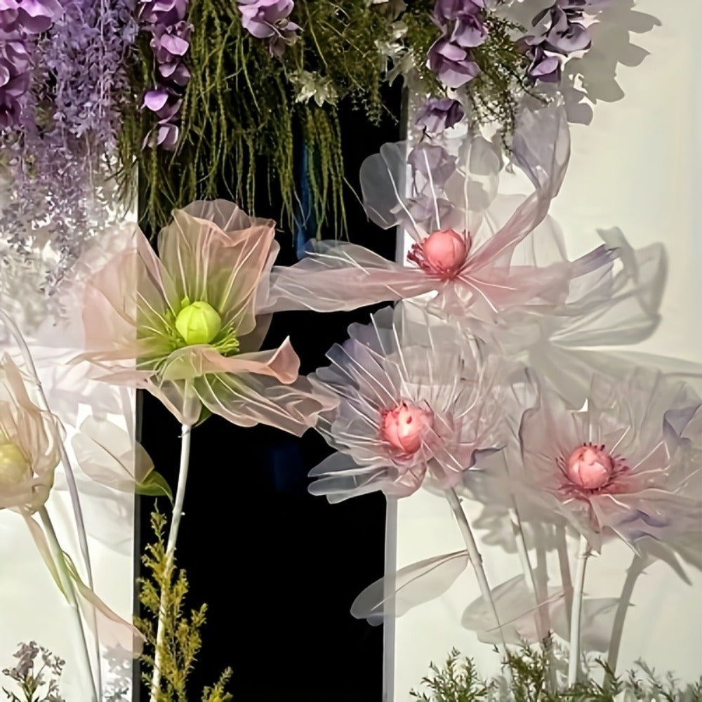Artificial Silk Peony Flowers Giant Set of 3 Large Fake Flowers with Base & Branches for Wedding, Birthday Party, Home Decor & Window Display – 8 Colors