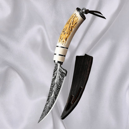 Eagle Head Kitchen Knife 13.5 Inch Sharp 420 Stainless Steel Blade with Engraved Handle - Unique Meat Cleaver Chef Knife for Cooking - Cool Novelty Knife Gift for Men BBQ Enthusiasts