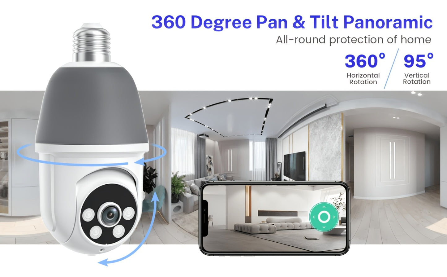 AI Auto Tracking Security Camera 360° Panoramic 1920P | Infrared Night Vision Two-Way Audio 2.4GHz USB Charging | Wireless Indoor Surveillance Camera Human Motion Detection
