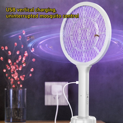 Electric Mosquito Swatter Racket Bug Zapper with LED Night Light & USB Charging, Handheld Insect Killer with Base Stand, Dual Mode Mosquito Lure Lamp for Home, Office & Outdoor Use