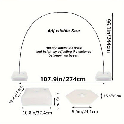 Balloon Arch Kit with Base Stand – Adjustable Floor Arch Stand, Water Fillable Base, Pump & Clips Included, 108x96in for Birthday Wedding Graduation Halloween Christmas Party Decorations