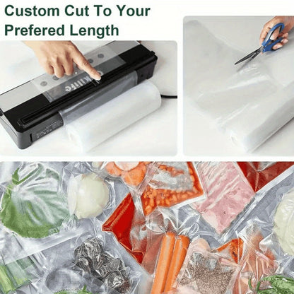Vacuum Sealer Bags Reusable Airtight Food Storage Bags Multiple Sizes – No Power Needed, Keep Meat, Fruits & Vegetables Fresh Longer, BPA-Free Roll Bags for Kitchen Organization & Meal Prep