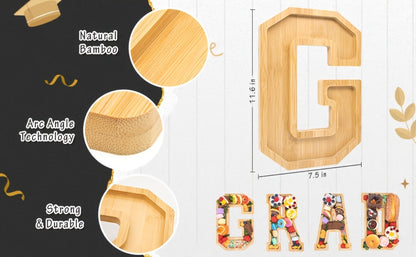 Graduation Charcuterie Board Decorations 4pcs Wooden Number Box with 14 Balloons – 2026 GRAD Fillable Party Supplies