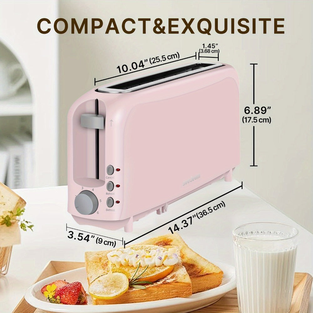 2-Slice Toaster – 6 Shade Settings, Cancel, Reheat & Defrost Functions, Removable Crumb Tray, 750W Compact Design for Bread, Waffles & Bagels, Available in Red, White, Black, Yellow, Pink & Blue