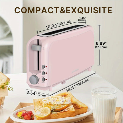 2-Slice Toaster – 6 Shade Settings, Cancel, Reheat & Defrost Functions, Removable Crumb Tray, 750W Compact Design for Bread, Waffles & Bagels, Available in Red, White, Black, Yellow, Pink & Blue