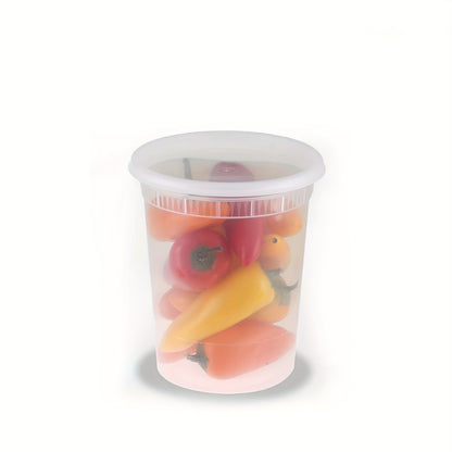32oz Plastic Food Storage Containers with Lids 48 Sets Cups & Lids Meal Prep Containers Microwave Safe Portable