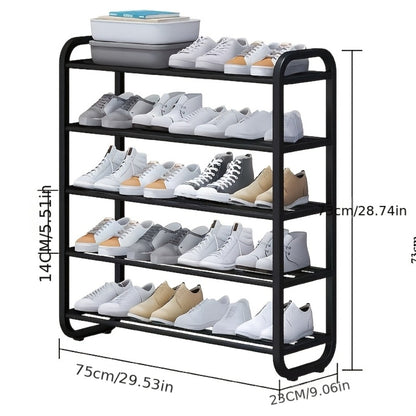 5 Layer Shoe Rack Space Saving Narrow Design | Floor to Ceiling Shoe Storage Organizer | Durable Entryway Closet Living Room Door Shoe Shelf in White