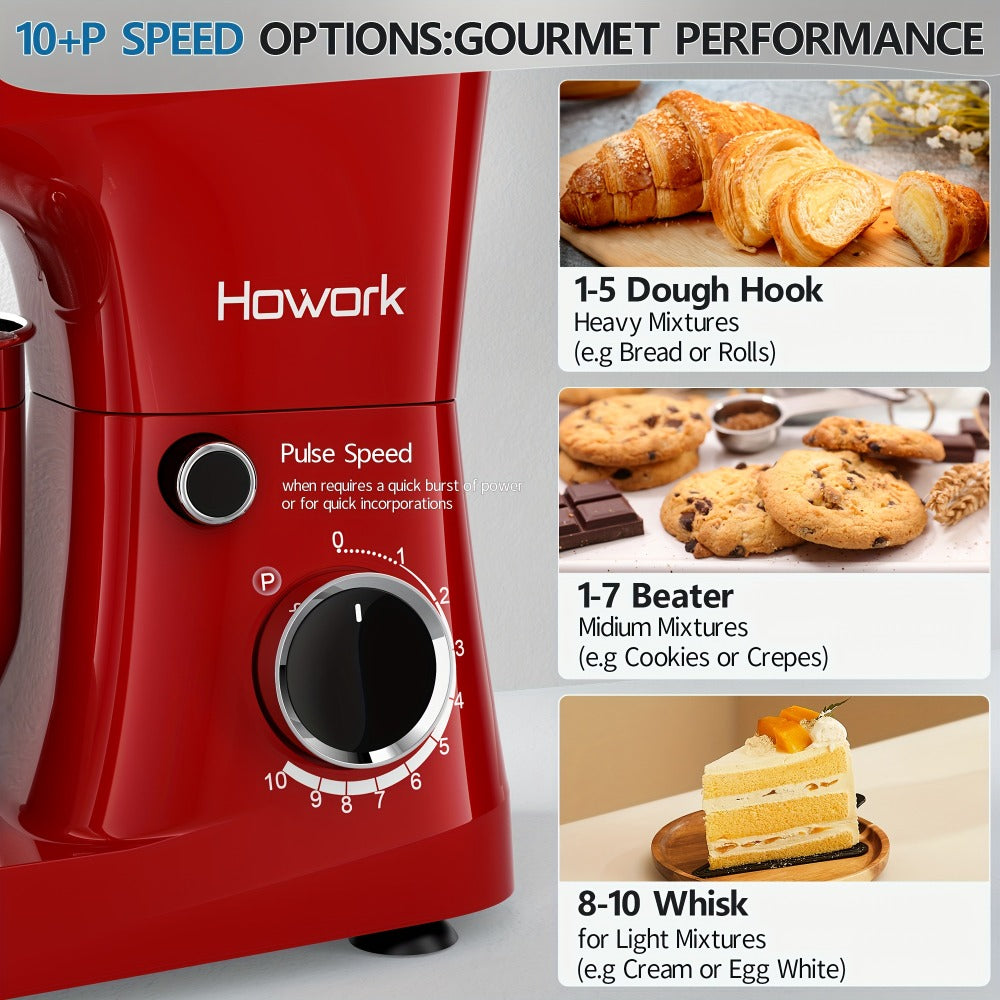 Stand Mixer 5QT, 10-Speed Electric Kitchen Mixer with Dough Hook, Flat Beater, Wire Whip & Pouring Shield — Dishwasher-Safe Attachments for Baking, Bread, Cake & Cookie Dough