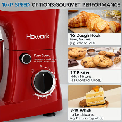 Stand Mixer 5QT, 10-Speed Electric Kitchen Mixer with Dough Hook, Flat Beater, Wire Whip & Pouring Shield — Dishwasher-Safe Attachments for Baking, Bread, Cake & Cookie Dough