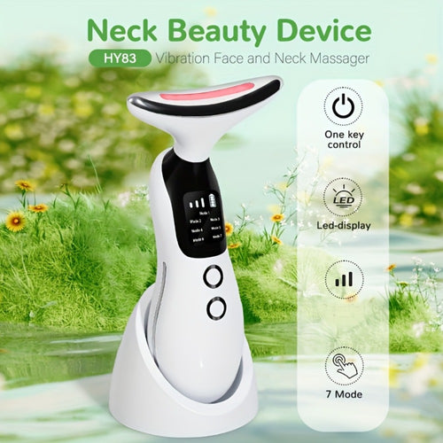 7-in-1 Neck Beauty Device with Base – Multi-Functional Skincare Tool, USB Rechargeable, Anti-Aging Neck Firming & Lifting, Mother's Day Gift for Women