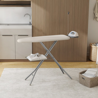 Ironing Board Full Size Foldable Height Adjustable with Clothes Rack Cord Holder 4-Layer Pad Heavy Duty Steel Legs for Laundry Room Living Room Dorm