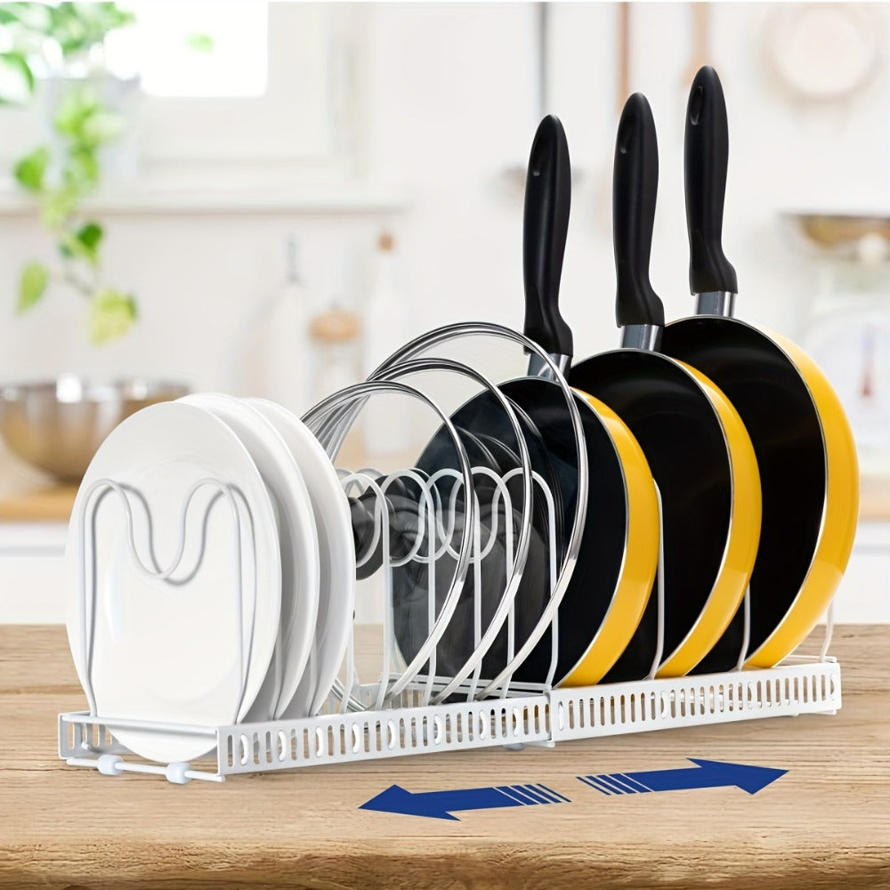 13-Shelf Metal Kitchen Storage Rack Organizer – Extendable Cookware & Utensil Shelf for Cabinet, Countertop, Sink – Freestanding Kitchen Cabinet Organizer with Golden Tube Design
