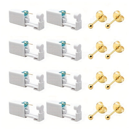Ear Piercing Kit – 8 PCS Disposable Self Piercing Gun with 316 Stainless Steel Earrings, Safe & Easy Home Ear Piercing Tool for Family & Party Use