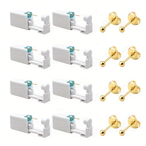 Ear Piercing Kit – 8 PCS Disposable Self Piercing Gun with 316 Stainless Steel Earrings, Safe & Easy Home Ear Piercing Tool for Family & Party Use