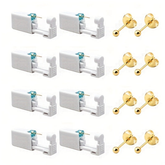 Ear Piercing Kit – 8 PCS Disposable Self Piercing Gun with 316 Stainless Steel Earrings, Safe & Easy Home Ear Piercing Tool for Family & Party Use
