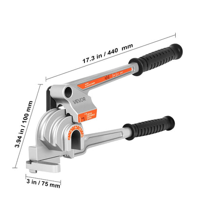 Pipe Tube Bender 3-in-1 Lever Type, Fits 1/4" 3/8" 1/2" O.D. Tubes, 0-180° Bending, Aluminum Alloy Lightweight Portable Tube Bender for Copper Aluminum HVAC Automotive DIY Plumbing Repair