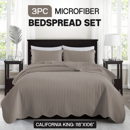 Bedspread Set 3-Piece Microfiber Floral Coverlet with Pillow Shams - Soft Breathable Lightweight All-Season Bed Cover for Queen King Twin California King