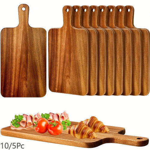 Acacia Wood Cutting Board Set with Handle – Large 15.7x7.8 Inch Kitchen Chopping Boards for Vegetables, Meat & Cheese, Dishwasher Safe, Durable Food Prep Board for Home Chefs, 5-Pack or 10-Pack
